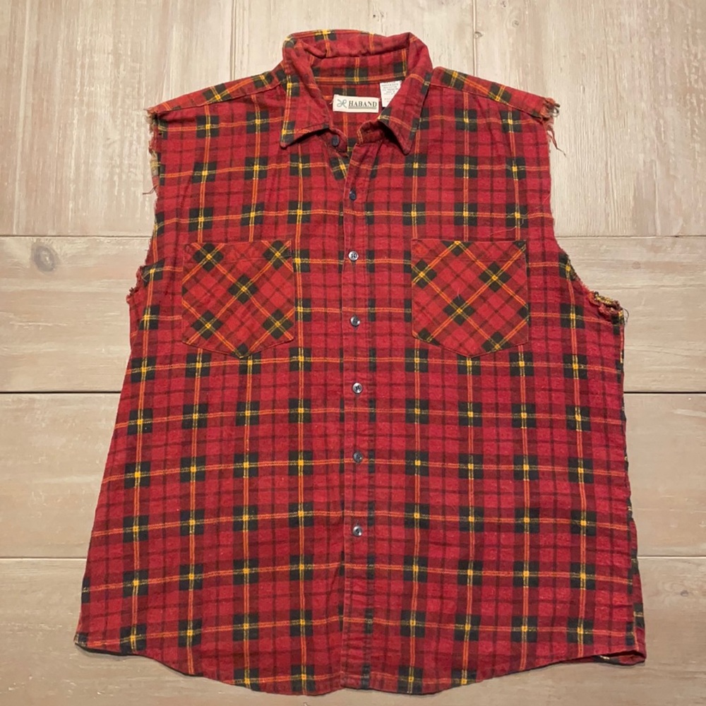Urban Renewal Cut Off Flannel Button-Down Shirt